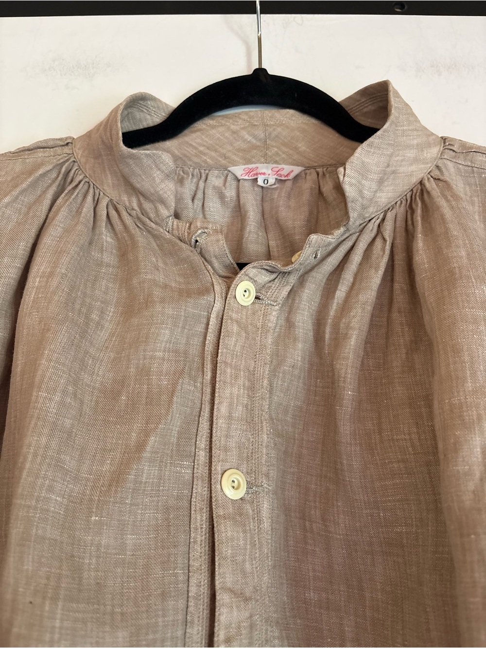 Haversack Linen Button Front Blouse Taupe L/XL - Picture 2 of 7